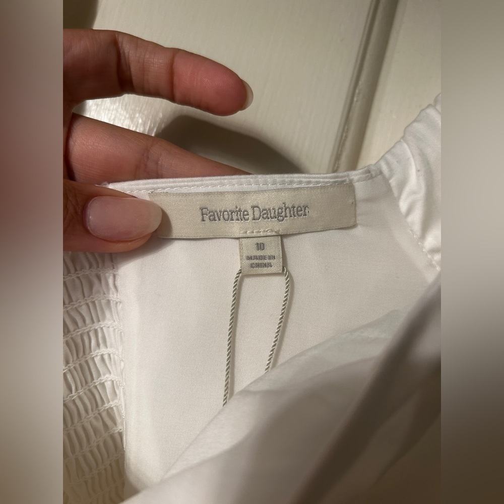 Favorite Daughter Off-Shoulder White Button-Front Mini Dress - Picture 6 of 12